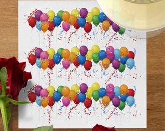 Colorful Balloon Party Napkins: Festive Celebration Decor