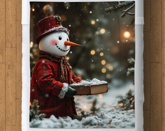 Manta polar de muñeco de nieve, decoración festiva (50 x 60)