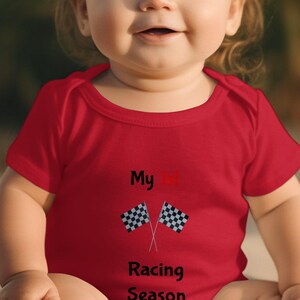 Mein erste Rennsaison Babybody. Baby Body Niedlich Säugling Outfit Racing Thema Baby Kleidung Geschenk Neugeborene Kleidung