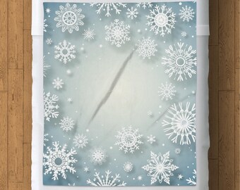 Manta polar con copos de nieve, manta de invierno (50 x 60)