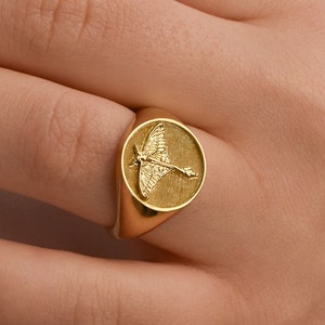 Gold Moth Signet Ring, Luna Moth Ring, Deaths Head Moth Jewelry, Butterfly Ring, Nature Ring, Goth Gold Ring, Forest Lover Gift, Faity Ring