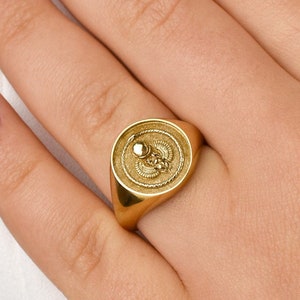 Gold Scarab Signet Ring, Scarab Beetle Ring, Egyptian Gold Ring, Scarab Jewelry, Ouroboros Signet Ring, Egyptian Gold Jewelry, Pinky Ring