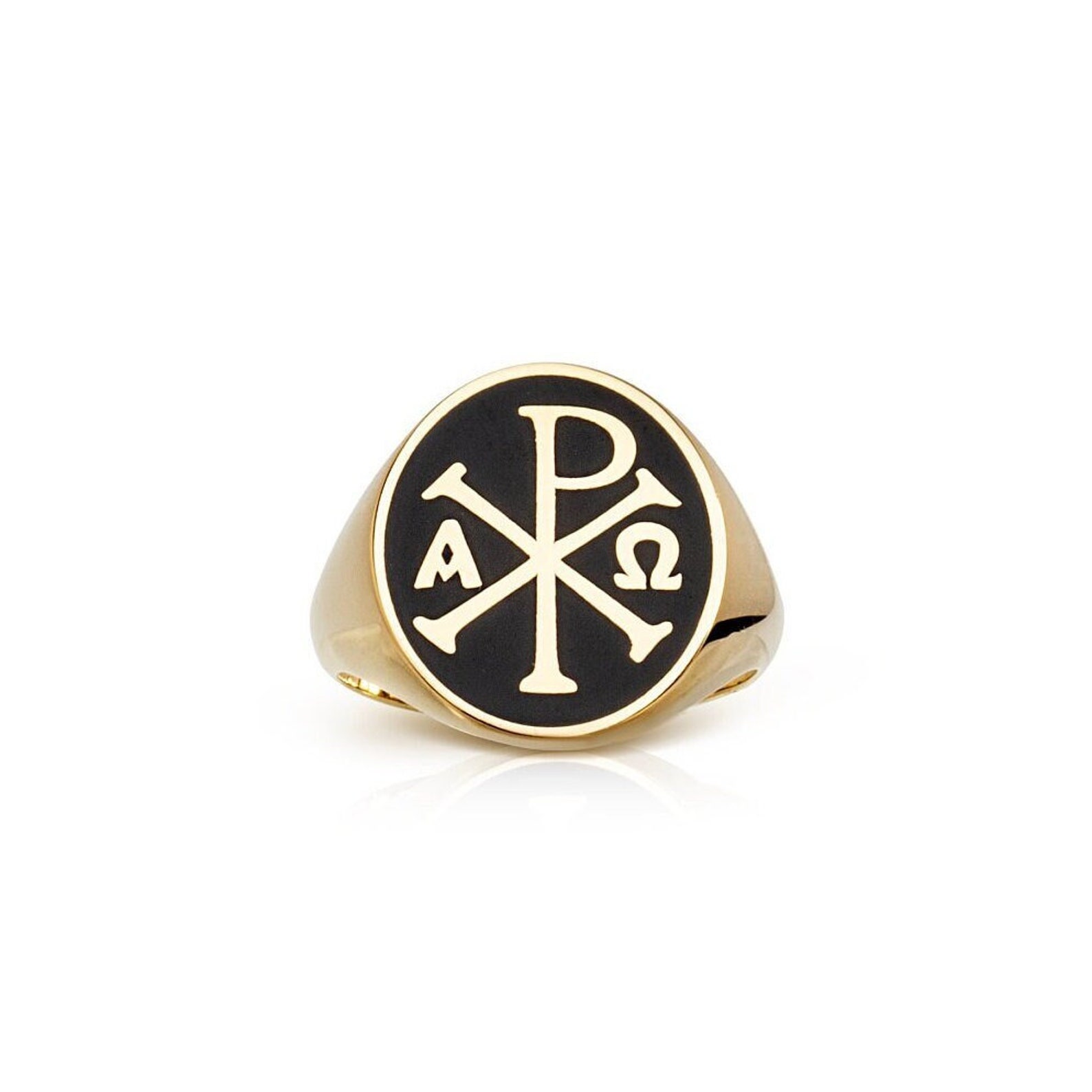 Solid Gold Chi Rho Signet Ring: Greek Orthodox Religious Jewelry - Etsy