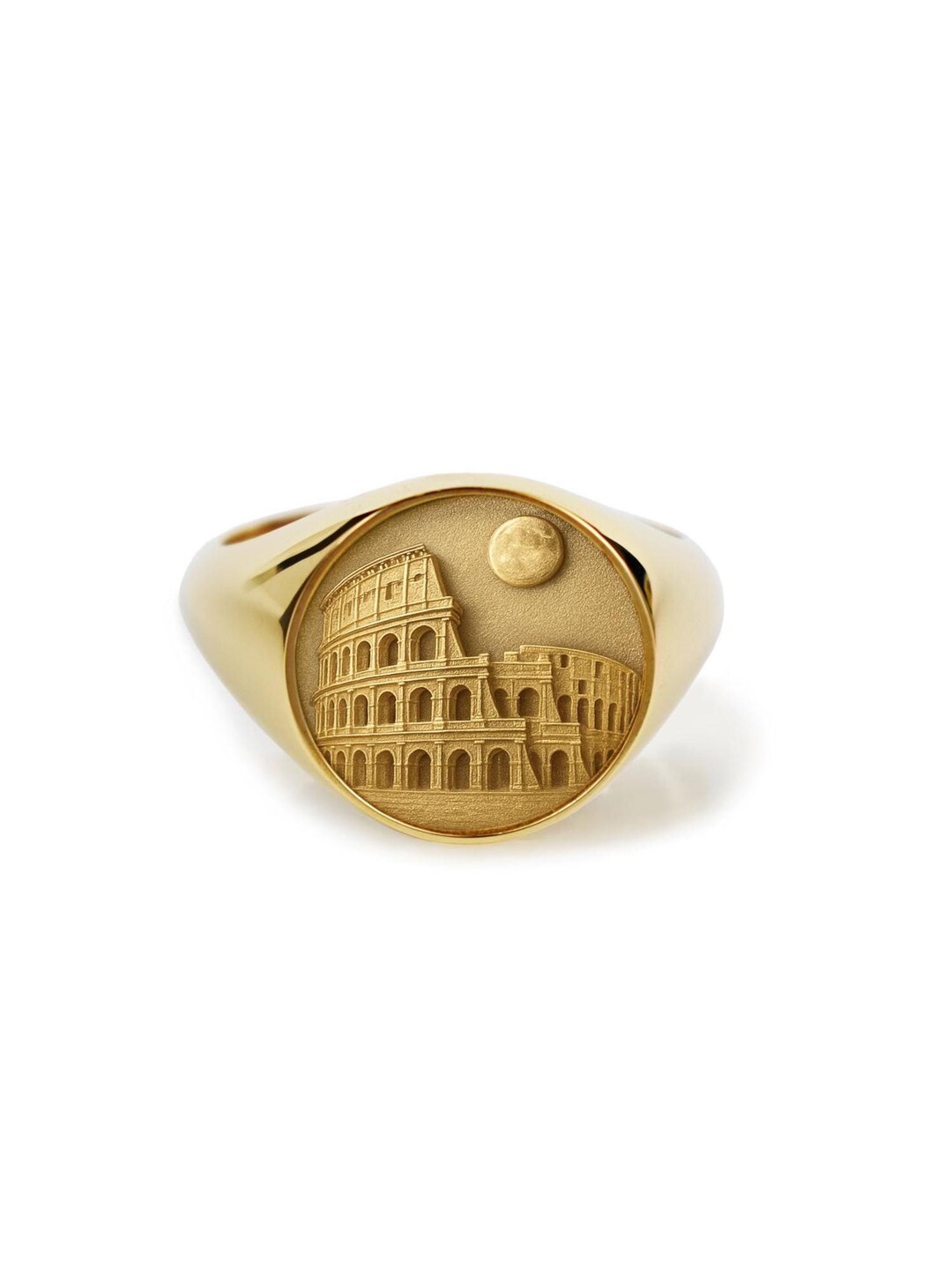 14K Gold Colosseum Signet Ring, Ancient Rome Jewelry - Etsy