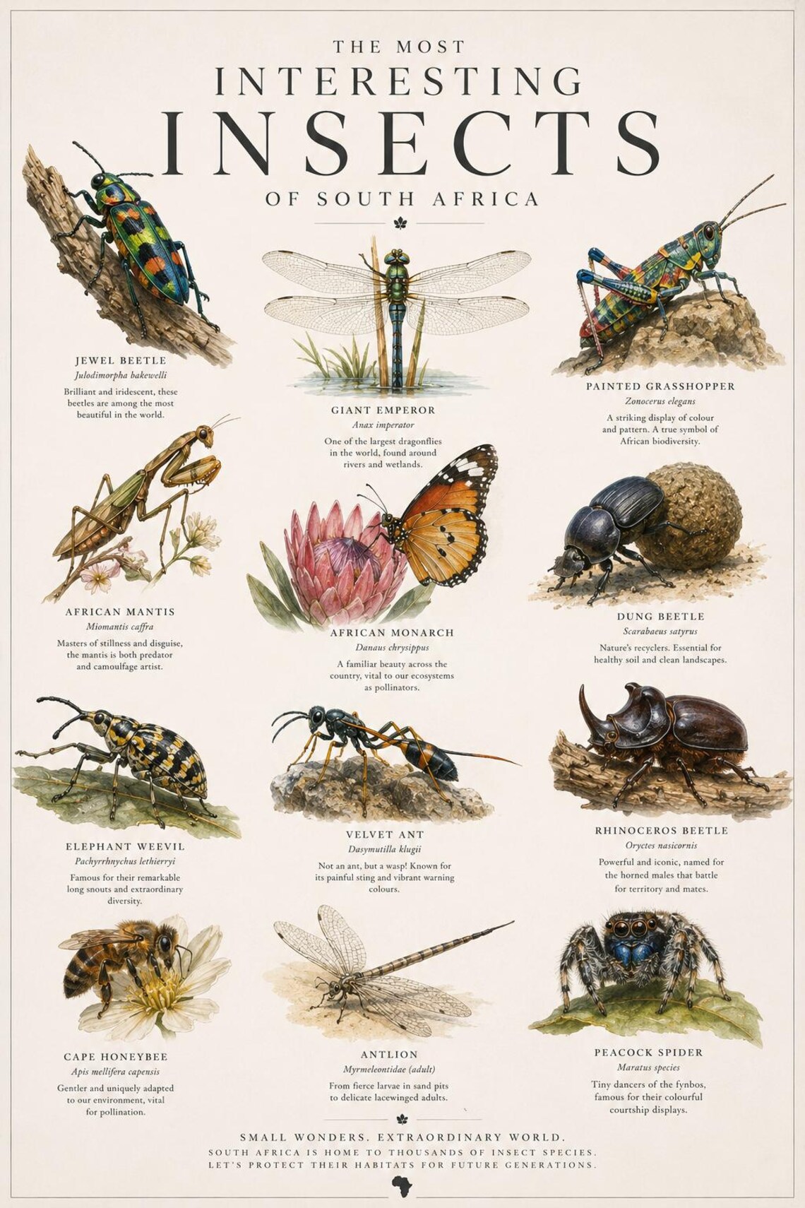 South Africa's Remarkable Insects Educational Poster [digital Printable ...
