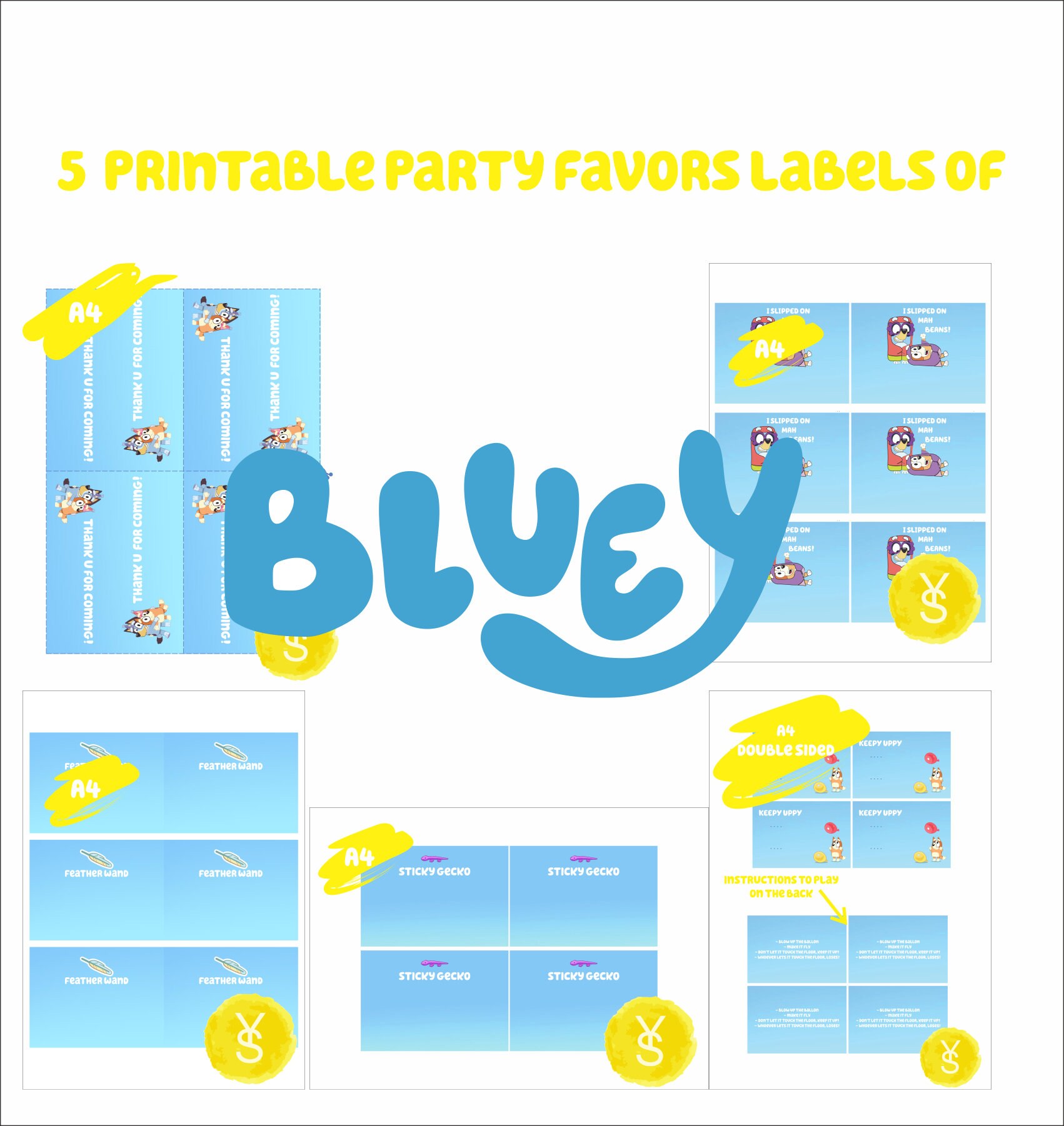 Printable Printable Party Favors Bluey Themed Party Bluey - Etsy Canada