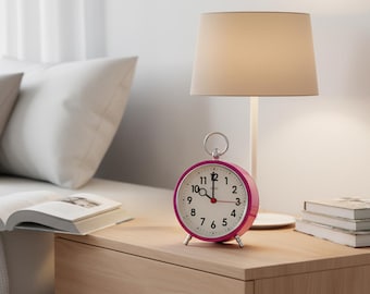 Factory Pink Metal Alarm Clock - Cloudnola Analogue Desk Clock