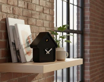 Limited MoMA House Cuckoo Clock – Black, Wall-Mountable with Adjustable Chime