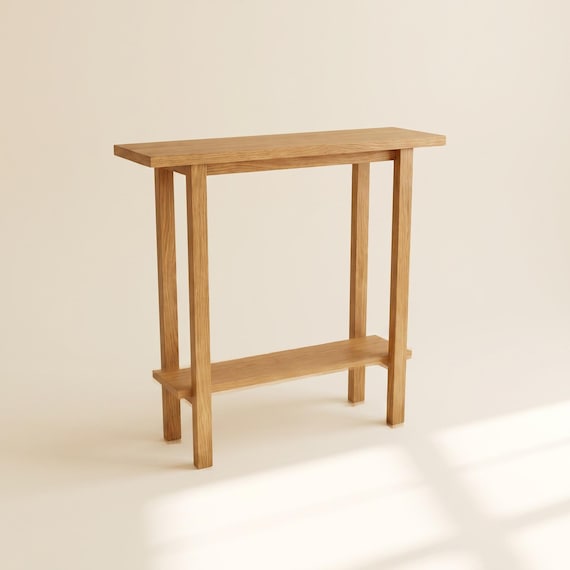 Konsolentisch Eiche massiv 80/100/120 cm | schmale Konsole Flur Japandi | Wandkonsole, Flurmöbel, Sofatisch | Handgemacht in Niedersachsen
