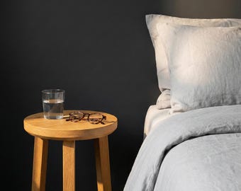 Hocker Eiche Massiv Rund – Beistelltisch & Nachttisch Holz Geölt – 3 Größen (Ø 25-45cm) – Japandi Pflanzenhocker – Handgefertigt