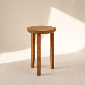 Massief eikenhouten ronde bijzettafel Ø 25/35/45 cm | Scandinavisch-Japanse stijl | Kruk, nachtkastje, plantenstandaard | Handgemaakt in Nedersaksen