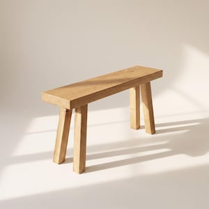 Massief eikenhouten badkamerbank 60/80/100/120 cm | Smalle eikenhouten bank, Japandi-stijl | Halbank, handdoekbank | Handgemaakt in Nedersaksen