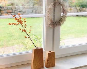 Handgefertigte Holzvasen-Set für Trockenblumen - Elegantes Duo aus Natürlichem Holz, Perfekt für Stilvolle Innendekoration