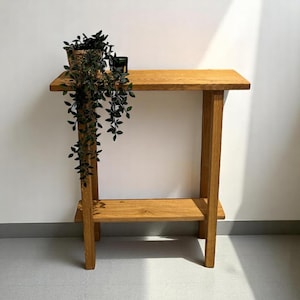 Narrow oak console table, handmade – solid wood, oiled | 80 / 100 / 120 cm wide | Hallway & sofa table, decorative shelf, entryway table