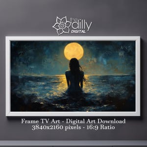 Samsung Frame TV Art | Mermaid Moonlight Ocean | Digital Download | Fantasy Painting Art | Instant Download