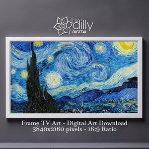 Samsung Frame TV Art | The Starry Night | Vincent van Gogh | Digital Download | Famous Art | Instant Download