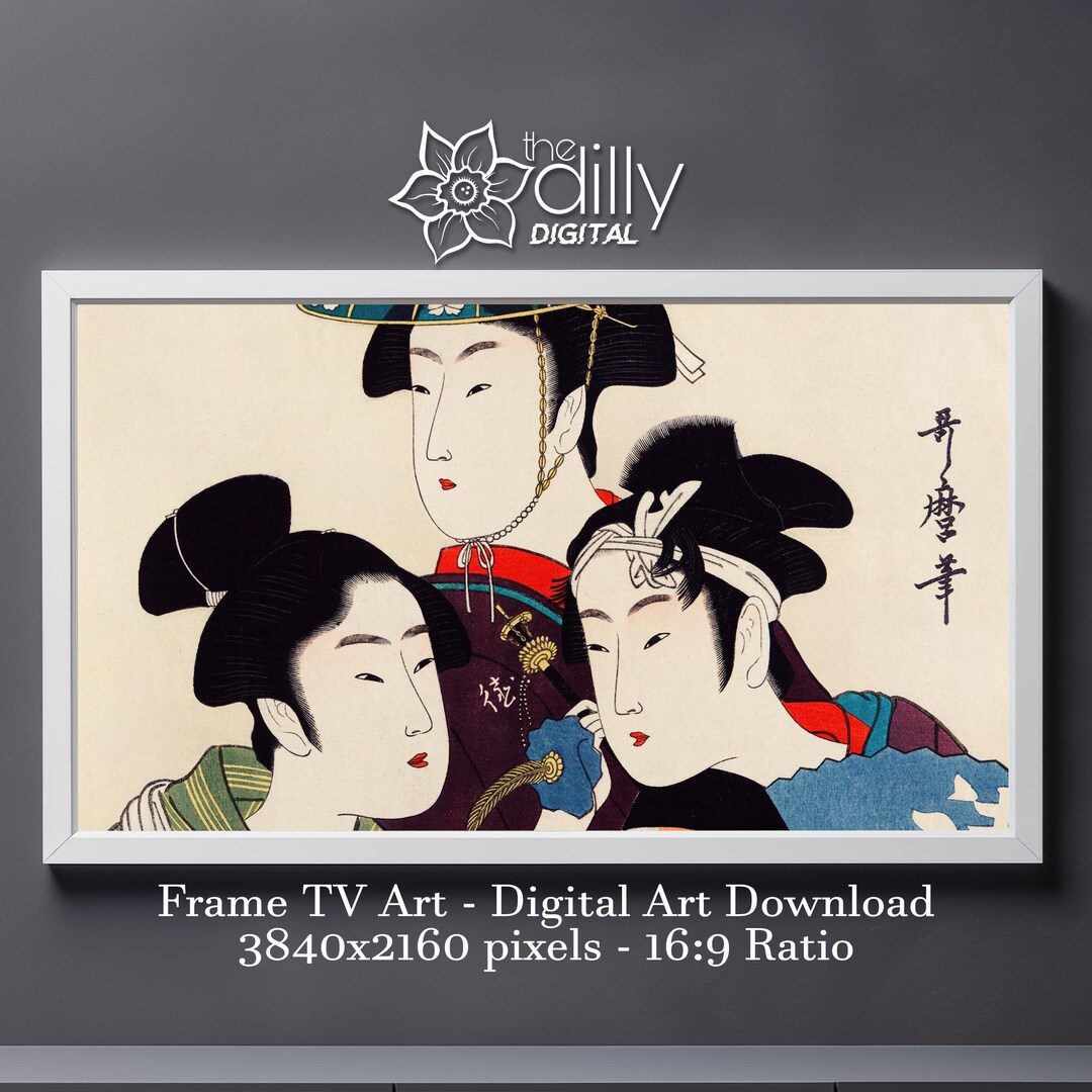 Kitagawa Three Young Women Frame TV Art Digital Download for Frame TV