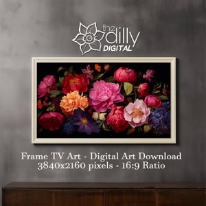 Samsung Frame TV Art | Dark Floral Painting | Moody Peony Print | Digital Download
