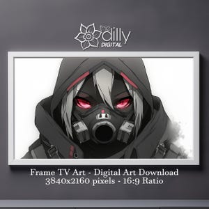 Samsung Frame TV Art | Anime Gas Mask | Digital Download | Cyberpunk Decor | Dystopian Portrait