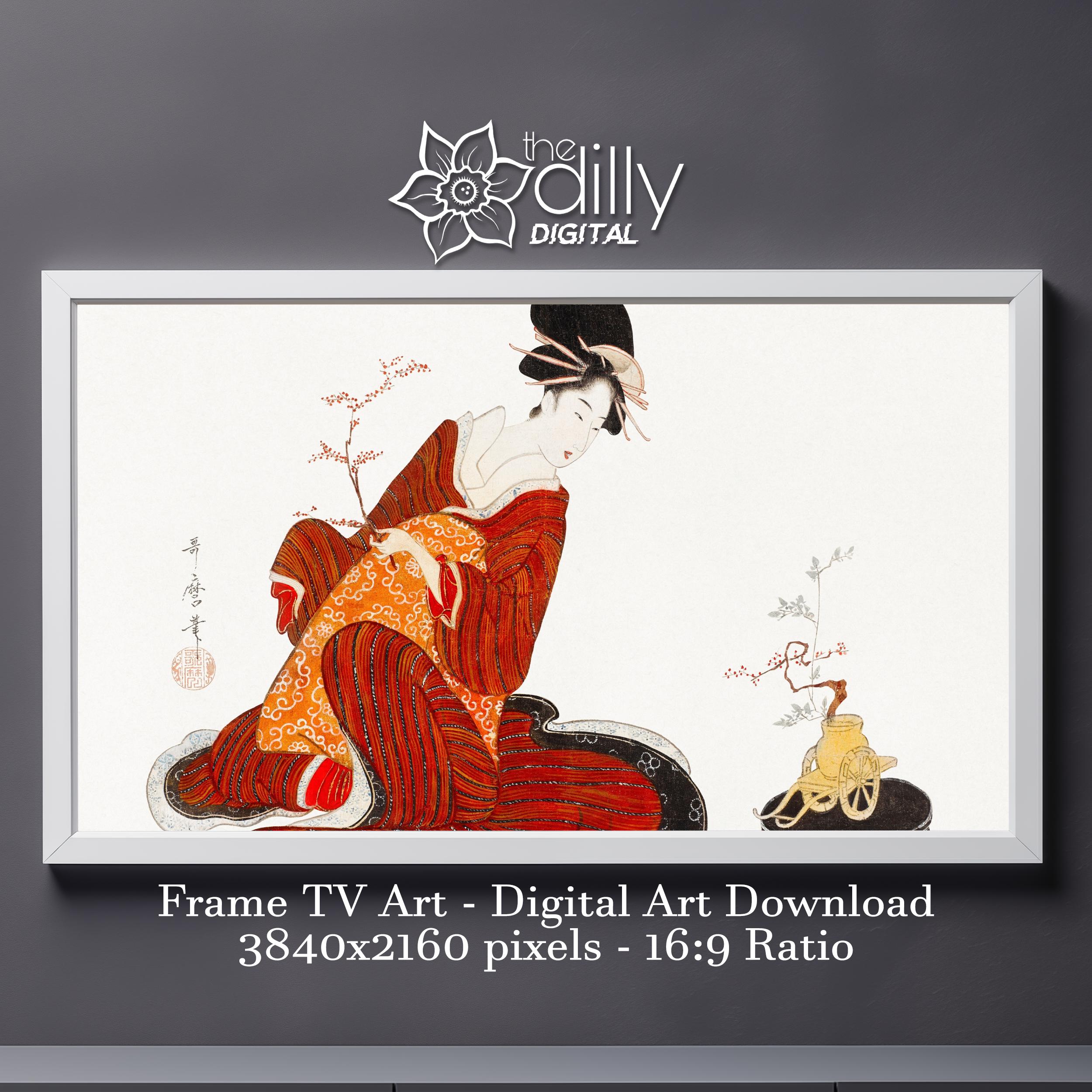 Samsung Frame TV Art | Woman Making a Flower Arrangement | Utamaro