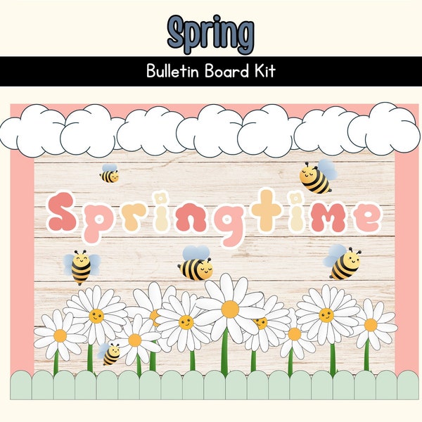 Spring Bulletin Board Kit Classroom Library Door Display Class Decor Decoration April May Bulletin Board Print Bundle Easy Seasonal Cute Bee