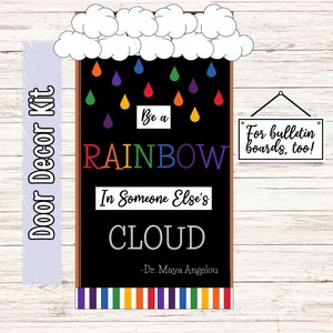 Rainbow Kindness Inspirational Bulletin Board Kit Classroom Library Door Display Class Decor Decoration April Bulletin Board Print Bundle