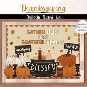Thanksgiving Decor Bulletin Board Kit | Fall Bulletin Board Kit | Door Decoration Classroom Wall Office Library Hallway Art Autumn