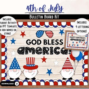 4th of July Bulletin Board Kit | Patriotic Classroom Door | Display Class Decor Decoration Summer June July Fourth Red White Blue Printable