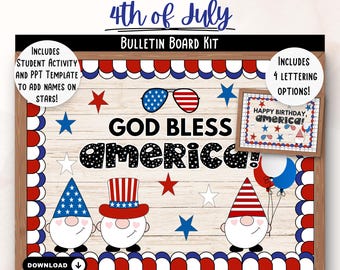 4th of July Bulletin Board Kit | Patriotic Classroom Door | Display Class Decor Decoration Summer June July Fourth Red White Blue Printable