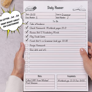 Daily Course Planner Lesson School Online PDF Printable For Teachers Lesson Records