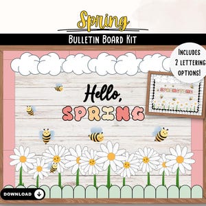 Spring Bulletin Board Kit Classroom Library Door Display Class Decor Decoration April May Bulletin Board Print Bundle Easy Seasonal Cute Bee