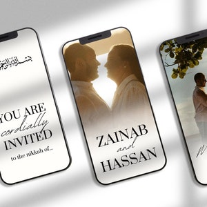 Editable Digital Muslim Wedding Invitation Video Template. Nikkah For Text, Message, Nikkah Walimah Shaadi Baraat E-Invite, Share Digitally.