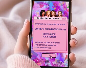 Y2K Party Invitation Template | 2000s Theme (Canva Editable, Digital Download)