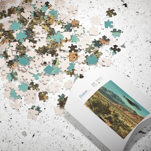 Southwestern Art, Cool Hip Gift, Housewarming Gift, 1950s, UFO Puzzle, Puzzle for Adults, Trendy Aesthetic, Trendy Gifts, Retro Western, Custom Jigsaw Puzzle, Gift for Boyfriend, Quirky Home Decor, 1000 Piece Puzzle, Gift for Husband, Vintage Western