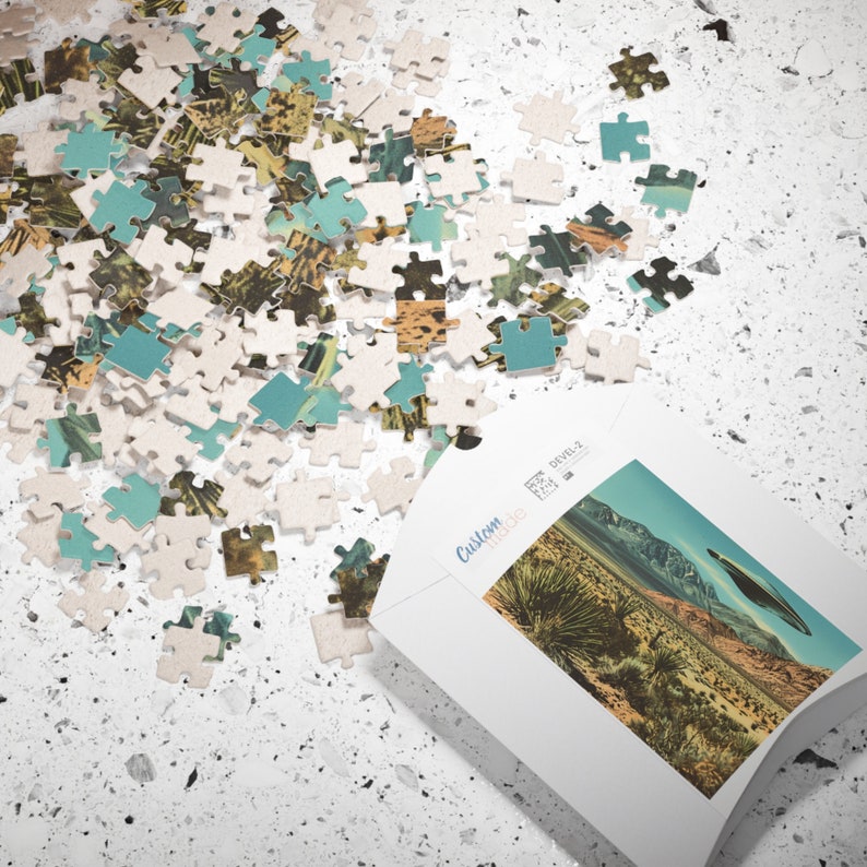 Southwestern Art, Cool Hip Gift, Housewarming Gift, 1950s, UFO Puzzle, Puzzle for Adults, Trendy Aesthetic, Trendy Gifts, Retro Western, Custom Jigsaw Puzzle, Gift for Boyfriend, Quirky Home Decor, 1000 Piece Puzzle, Gift for Husband, Vintage Western
