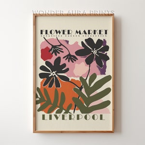 Liverpool Flower Market Wall Art Floral Botanical Prints Flower Market Poster Retro Prints Trendy Digital Art Download Wonder Aura Prints