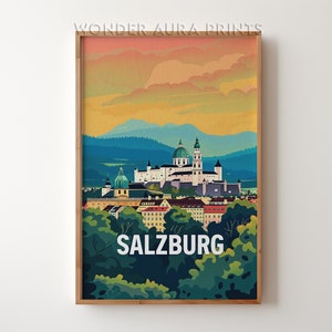 Salzburg Travel Print, Salzburg Travel Poster, Printable City Poster, Digital Download, Wall Art Prints Trendy Wonder Aura Prints