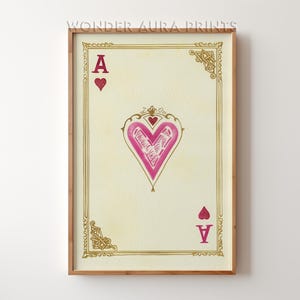 Ace of Hearts Maximalist Poster, Dopamine Wall Decor, Funky Art Prints Quirky Wall Art, Maximalist Home Hot Pink Decor, Wonder Aura Prints