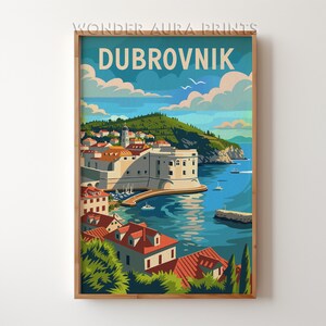 Dubrovnik Reisedruck, Dubrovnik Reiseposter, druckbares Stadtposter, digitaler Download, Wandkunstdrucke, trendige Wonder Aura-Drucke