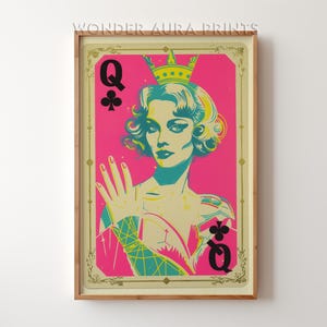 Queen of Clubs Maximalist Poster, Dopamine Wall Decor, Funky Art Prints Quirky Wall Art Maximalist Home Hot Pink Decor Wonder Aura Prints