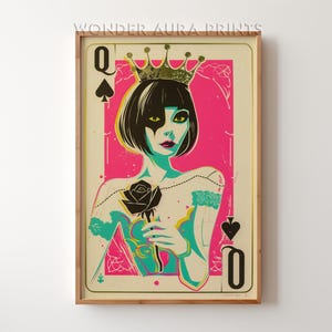 Queen of Spades Maximalist Poster, Dopamine Wall Decor, Funky Art Prints Quirky Wall Art Maximalist Home Hot Pink Decor Wonder Aura Prints