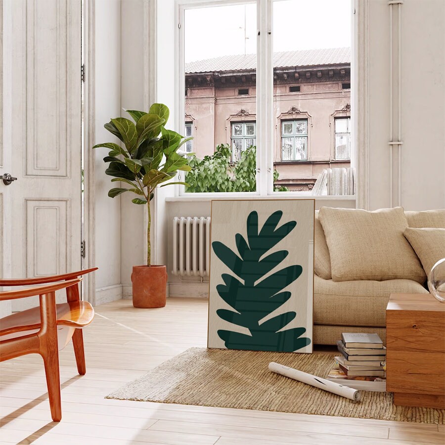 Minimalist Pine Mid Century Modern Ocean Print Abstract Print