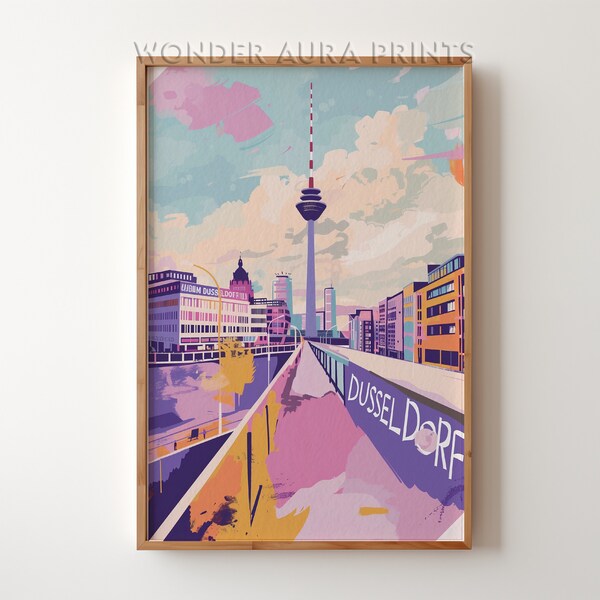 Preppy Dusseldorf Travel Print, Dusseldorf Travel Poster, Printable City Poster, Digital Download, Wall Art Prints Trendy Wonder Aura Prints