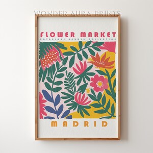 Flower Market Madrid Wall Art Floral Botanical Prints Flower Market Poster Retro Prints Trendy Digital Art Download Wonder Aura Prints