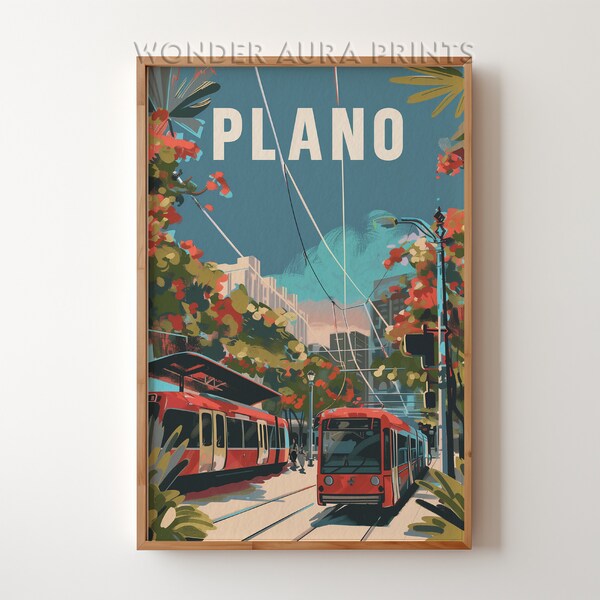 Plano Travel Print, Plano Travel Poster, Printable City Poster, Digital Download, Wall Art Prints Trendy Wonder Aura Prints