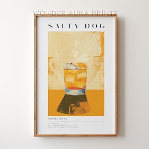 Salty Dog Cocktail Print, Klassieke Alcohol Cocktail, Retro Cocktail, Bar Cart Decor Print, Afdrukbare digitale download Wonder Aura Prints