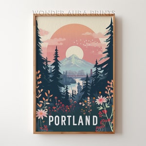 Portland Boho Travel Print, Portland Travel Poster, Printable City Poster, Digital Download, Wall Art Prints Trendy Wonder Aura Prints