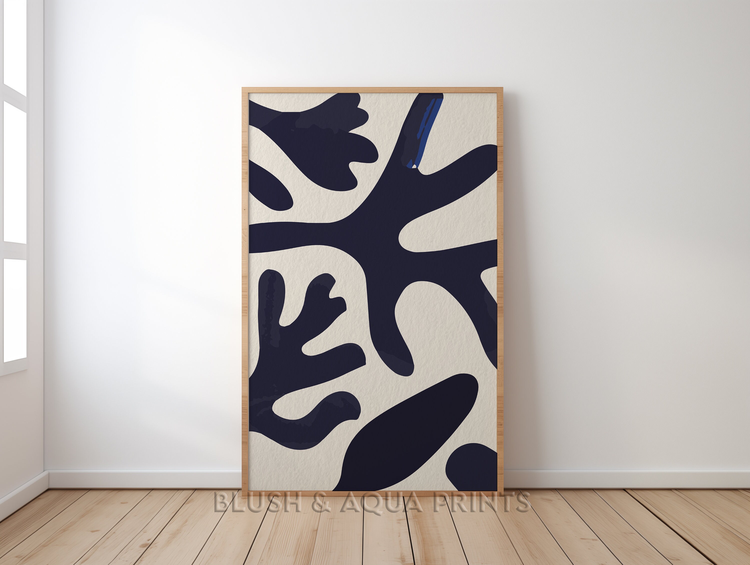 Minimalist Coral Mid Century Modern Ocean Print Abstract Print
