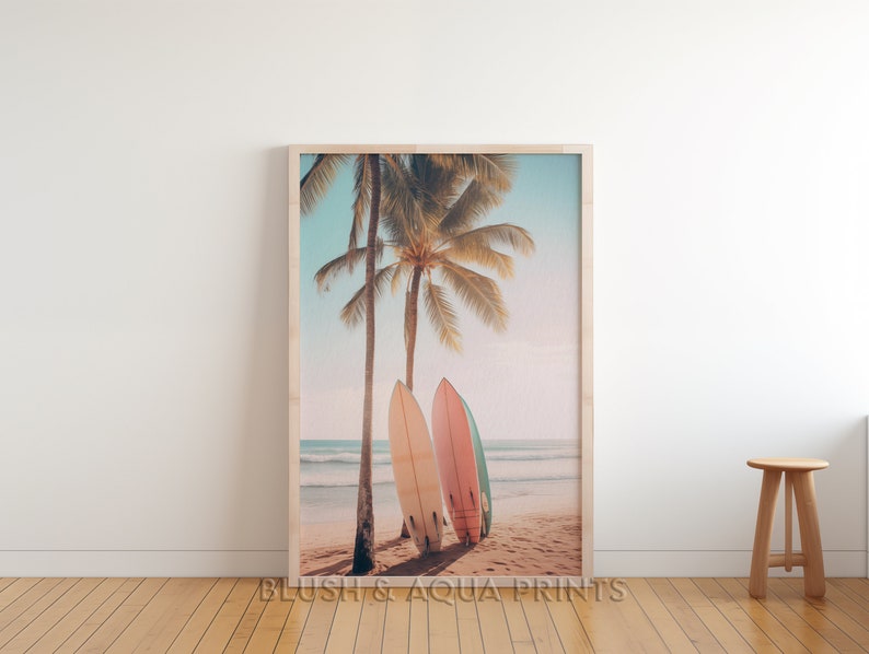 Vintage Surfboard Wall Art Digital Download Printable Wall Art Prints Trendy Room Decor