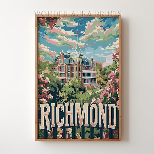 Richmond Travel Print, Richmond Travel Poster, Printable City Poster, Digital Download, Wall Art Prints Trendy Wonder Aura Prints